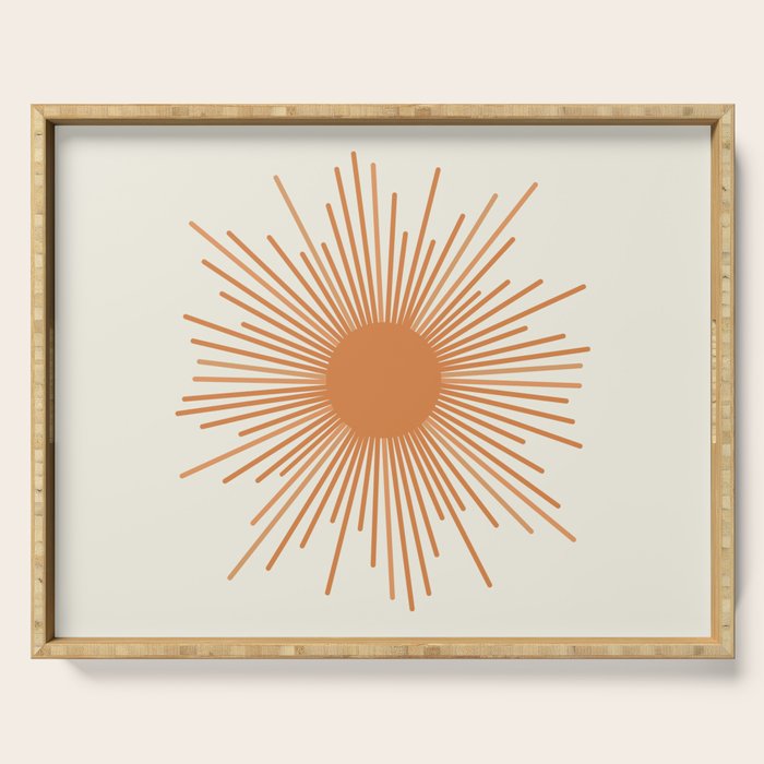 Retro Minimalist Sun in Orange and Off White Cream Serving Tray Gallery Image 1