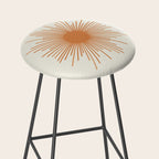 Retro Minimalist Sun in Orange and Off White Cream Stool Gallery Image 2