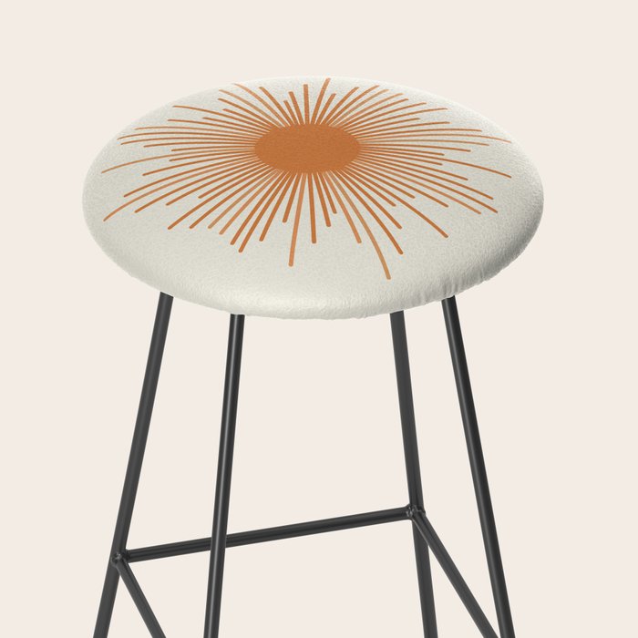 Retro Minimalist Sun in Orange and Off White Cream Stool Gallery Image 2