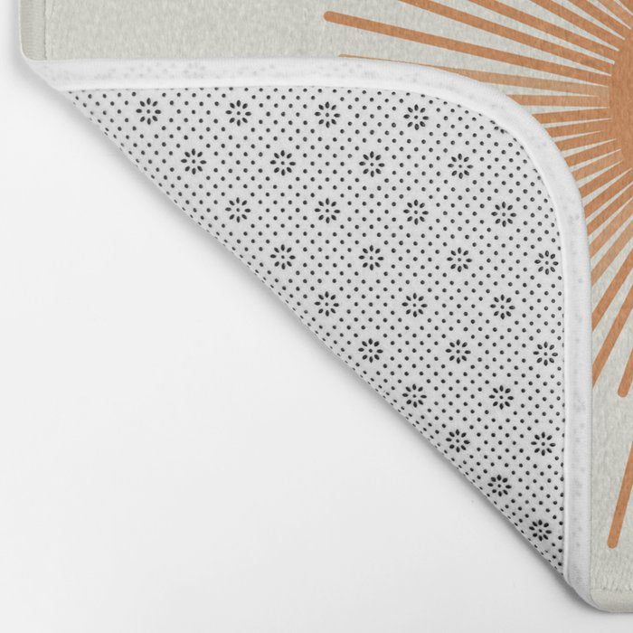 Retro Minimalist Sun in Orange and Off White Cream Bath Mat Gallery Image 2