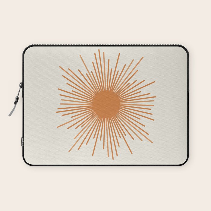 Retro Minimalist Sun in Orange and Off White Cream Laptop Sleeve Gallery Image 1