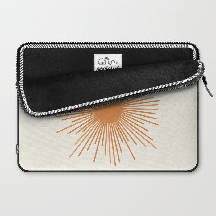 Retro Minimalist Sun in Orange and Off White Cream Laptop Sleeve Gallery Image 2