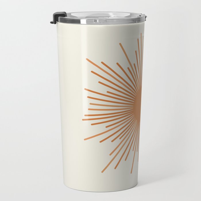 Retro Minimalist Sun in Orange and Off White Cream Travel Mug Gallery Image 3