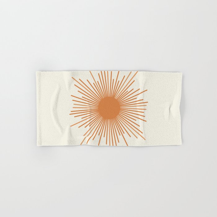 Retro Minimalist Sun in Orange and Off White Cream Bath Towel Gallery Image 1