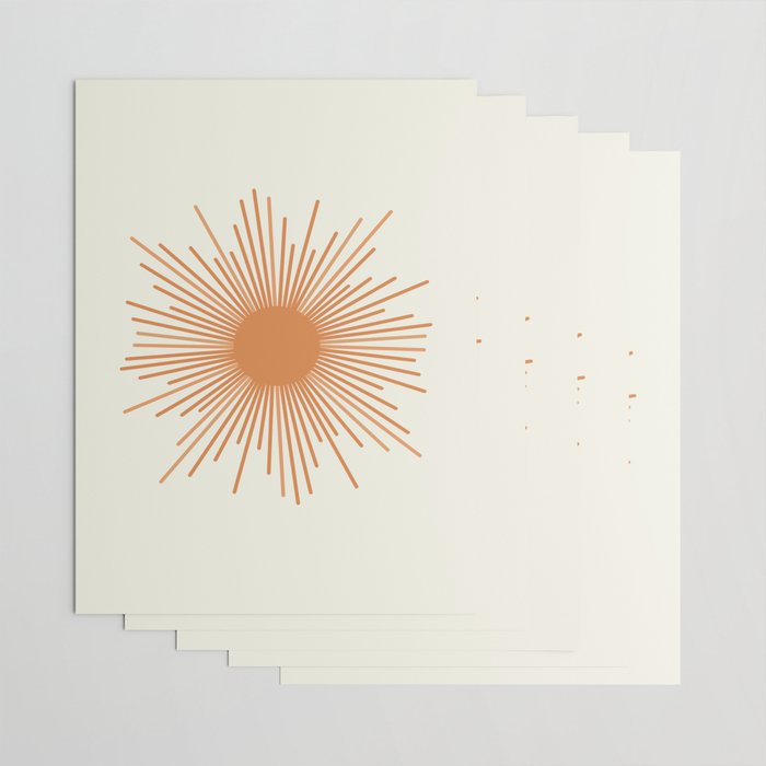 Retro Minimalist Sun in Orange and Off White Cream Wrapping Paper Gallery Image 3