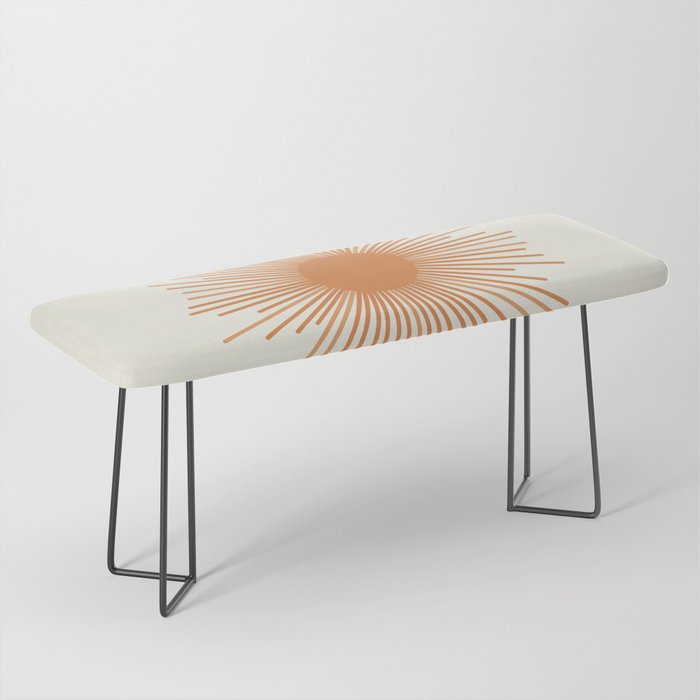 Retro Minimalist Sun in Orange and Off White Cream Bench Gallery Image 1