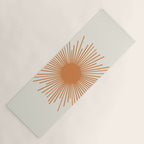 Retro Minimalist Sun in Orange and Off White Cream Yoga Mat Gallery Image 1