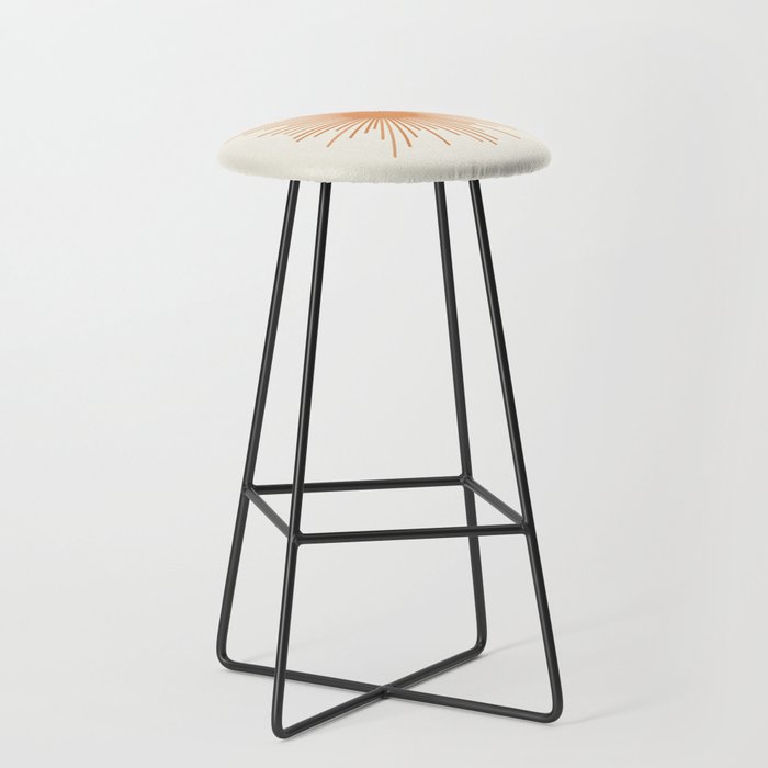 Retro Minimalist Sun in Orange and Off White Cream Stool Gallery Image 1