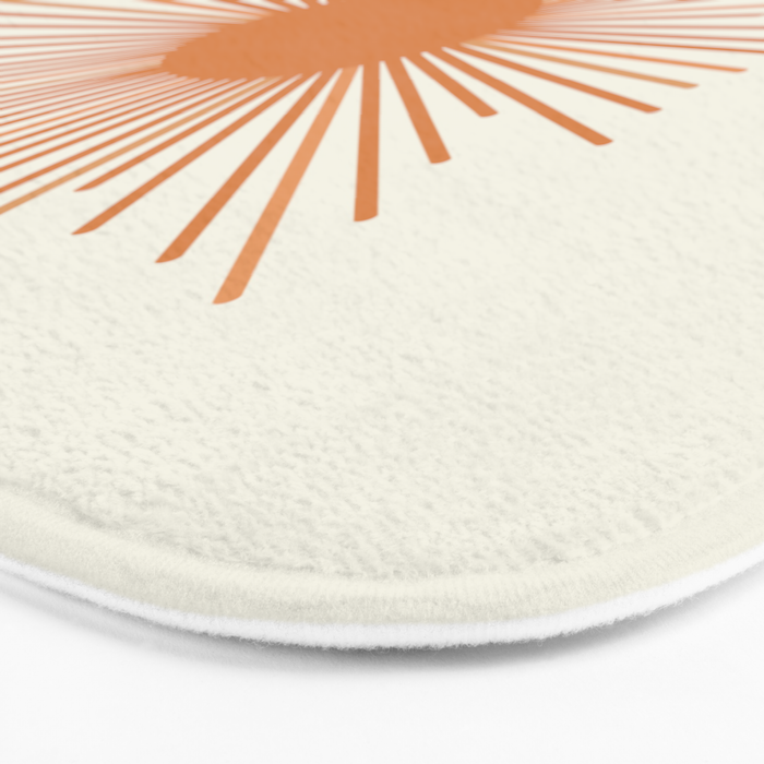 Retro Minimalist Sun in Orange and Off White Cream Bath Mat Gallery Image 3