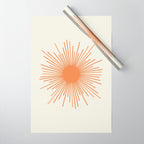 Retro Minimalist Sun in Orange and Off White Cream Wrapping Paper Gallery Image 1