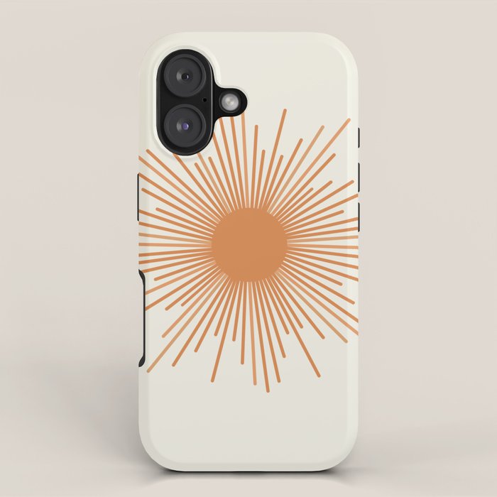 Retro Minimalist Sun in Orange and Off White Cream iPhone Case Gallery Image 1