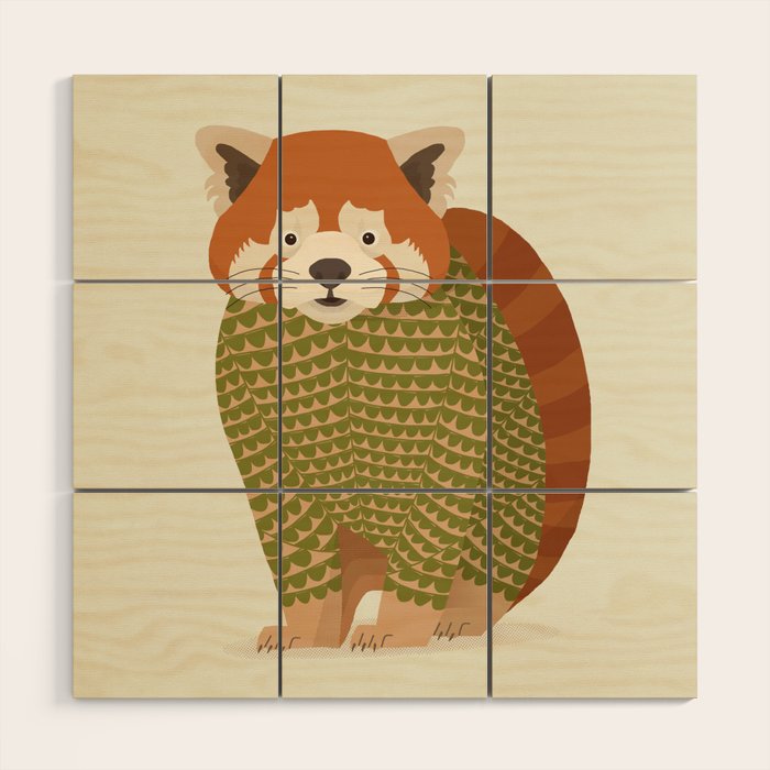 Whimsical Red Panda Wood Wall Art Gallery Image 1