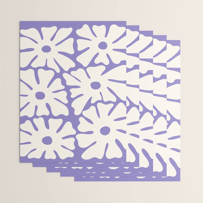 Mid-Century Flowers in Blue & White Wrapping Paper Gallery Image 3