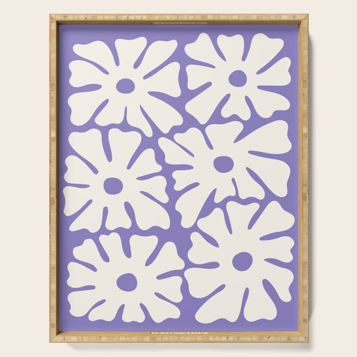 Mid-Century Flowers in Blue & White Serving Tray Gallery Image 1