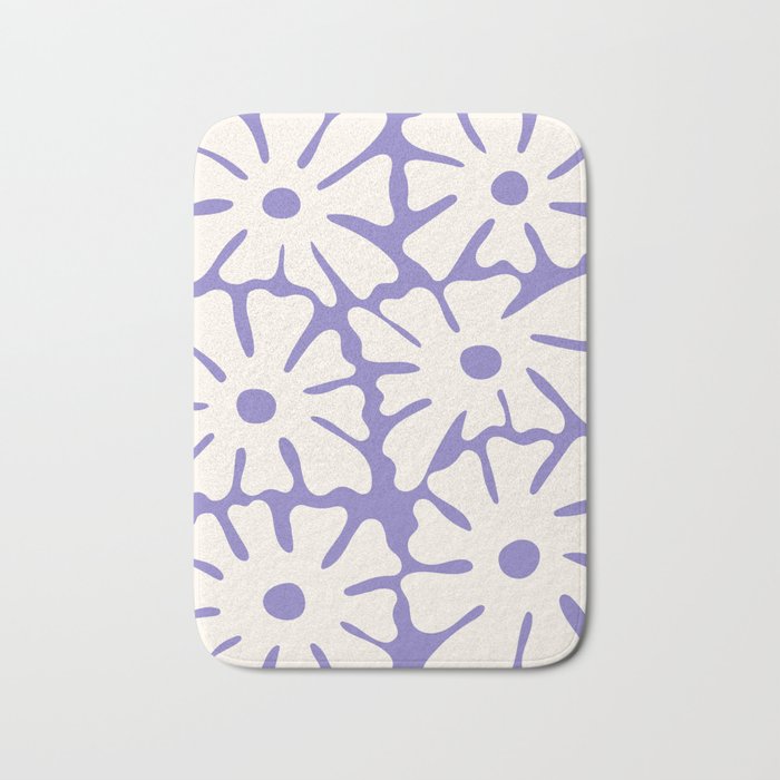 Mid-Century Flowers in Blue & White Bath Mat Gallery Image 1