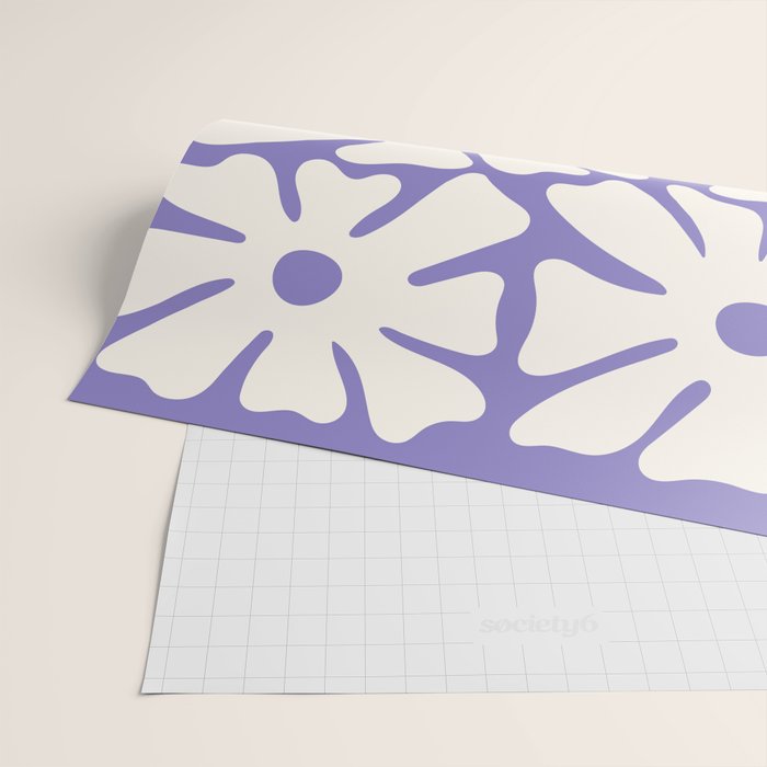 Mid-Century Flowers in Blue & White Wrapping Paper Gallery Image 2