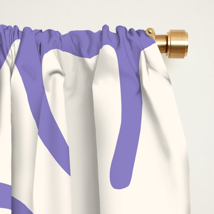 Mid-Century Flowers in Blue & White Window Curtain Gallery Image 2