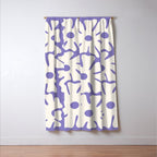 Mid-Century Flowers in Blue & White Window Curtain Gallery Image 3