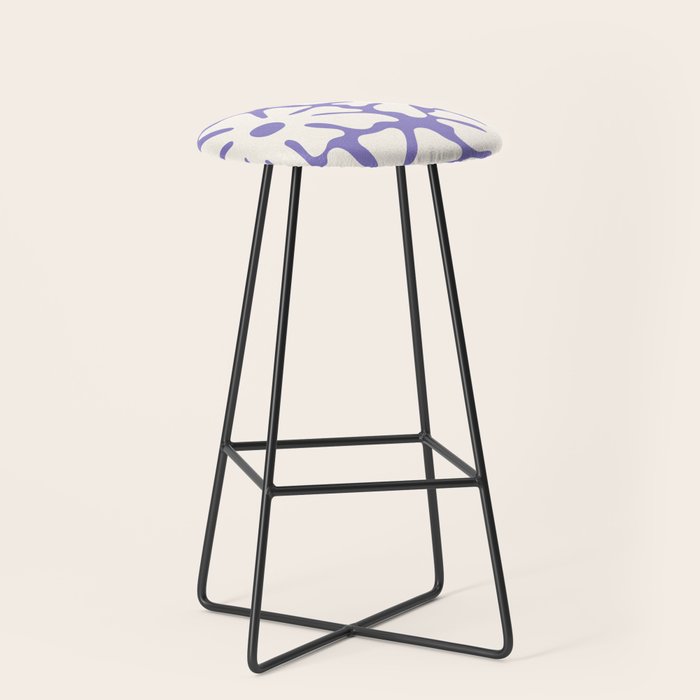 Mid-Century Flowers in Blue & White Stool Gallery Image 1