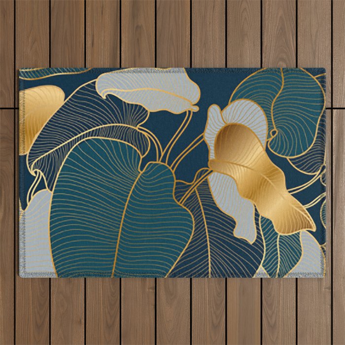 Art deco leaves Outdoor Rug Gallery Image 1