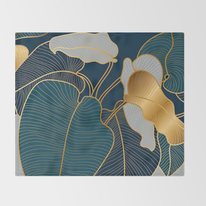 Art deco leaves Throw Blanket Gallery Image 2