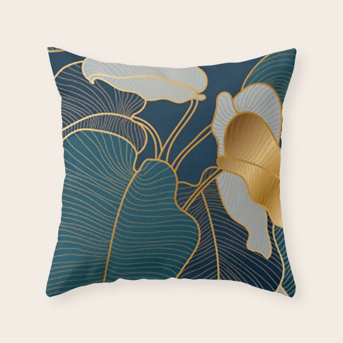 Art deco leaves Throw Pillow Gallery Image 6