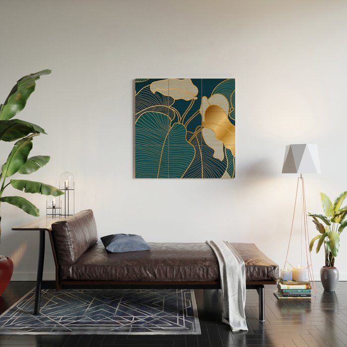 Art deco leaves Wood Wall Art Gallery Image 2