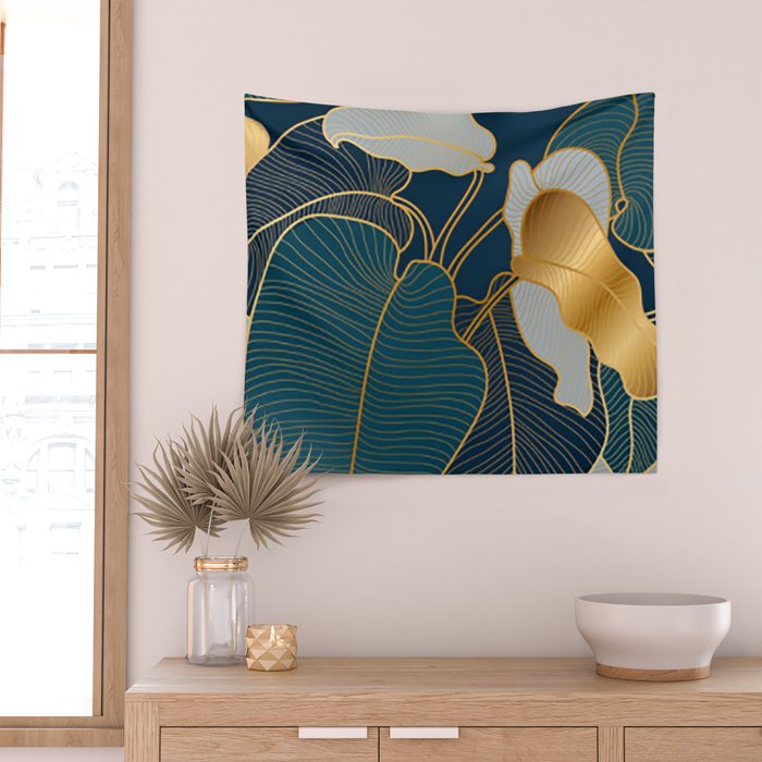 Art deco leaves Wall Tapestry Gallery Image 2