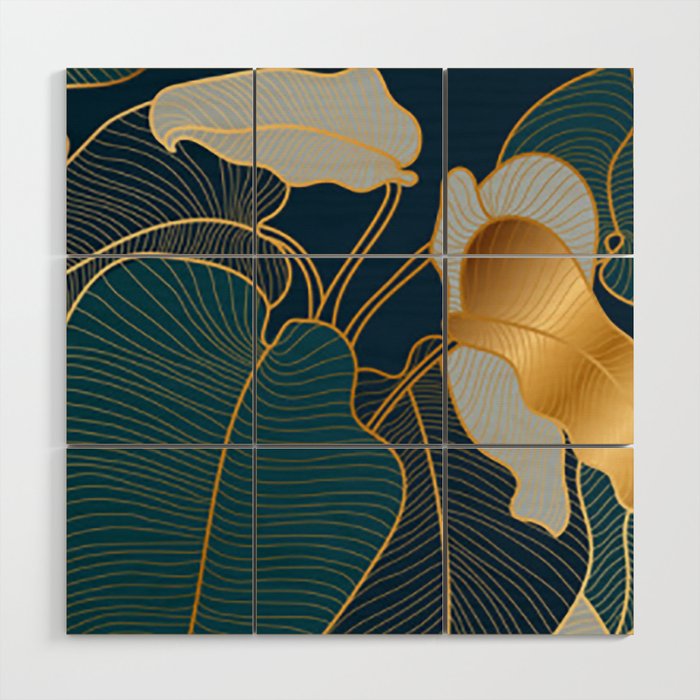 Art deco leaves Wood Wall Art Gallery Image 1