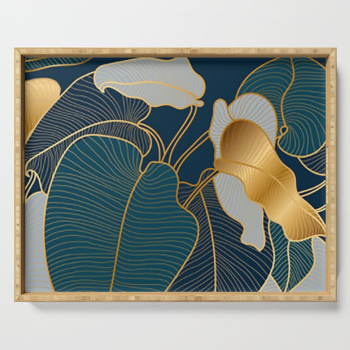 Art deco leaves Serving Tray Gallery Image 1