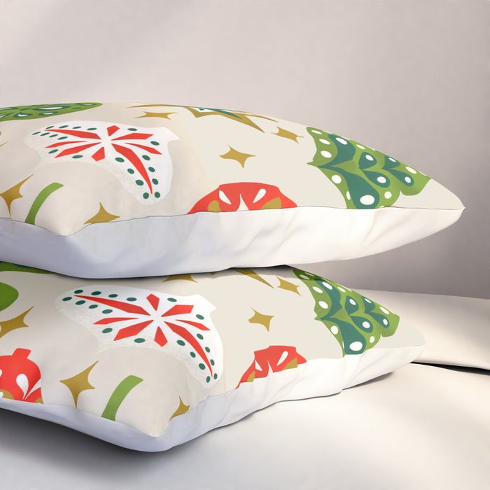 Vintage Christmas Ornaments Pattern Pillow Sham Gallery Image 3