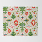 Vintage Christmas Ornaments Pattern Throw Blanket Gallery Image 2