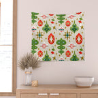 Vintage Christmas Ornaments Pattern Wall Tapestry Gallery Image 2