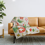 Vintage Christmas Ornaments Pattern Throw Blanket Gallery Image 1