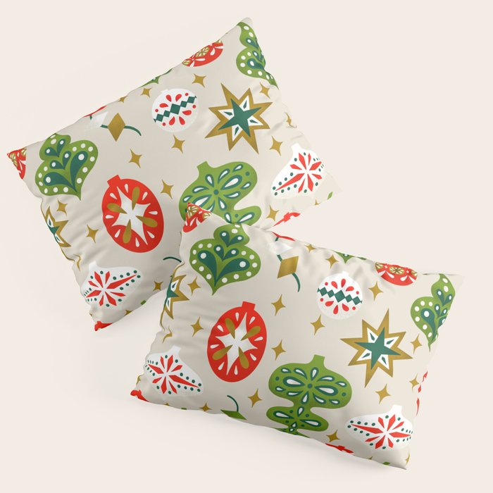 Vintage Christmas Ornaments Pattern Pillow Sham Gallery Image 3