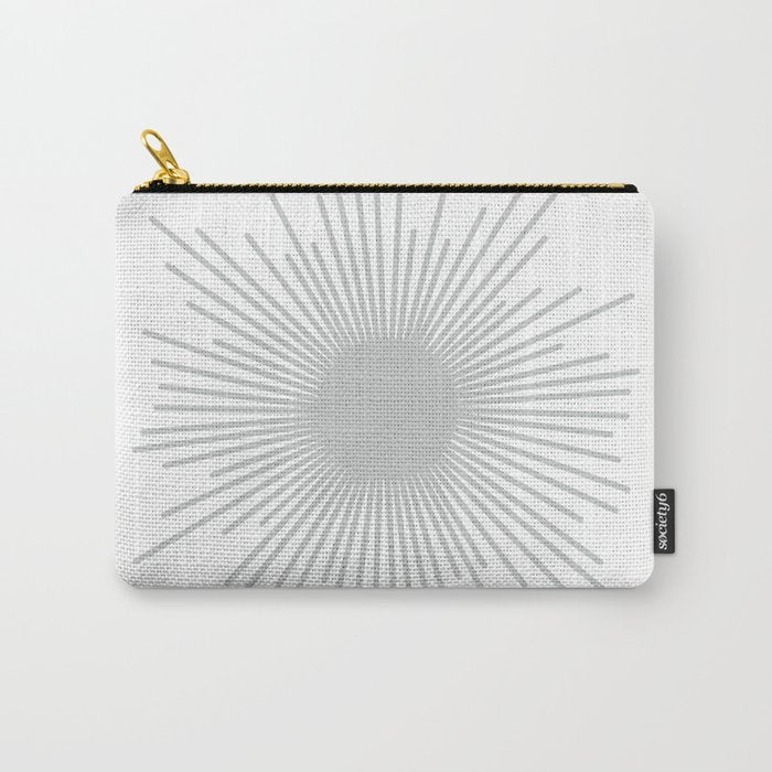 Mid Century Modern Sunburst Sun in Light Gray on White Carry All Pouch Gallery Image 1