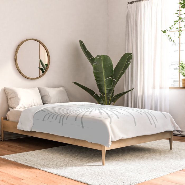 Mid Century Modern Sunburst Sun in Light Gray on White Comforter Gallery Image 2