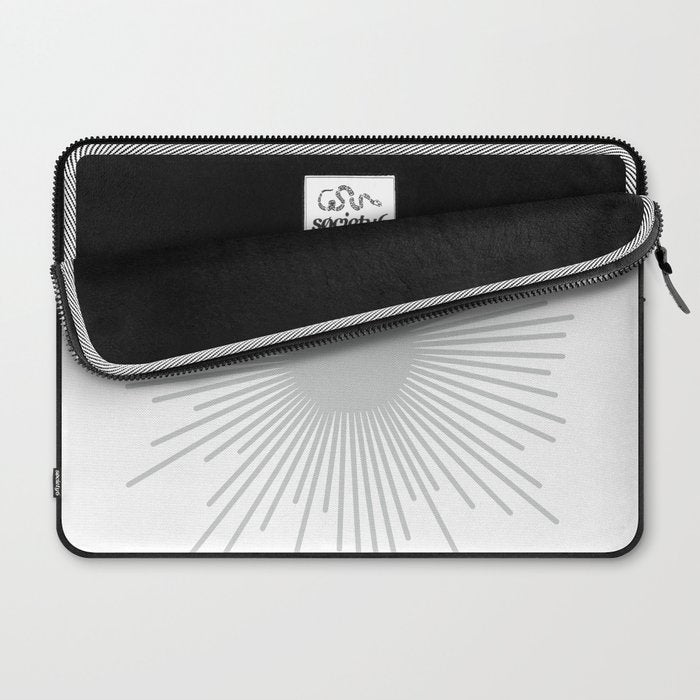 Mid Century Modern Sunburst Sun in Light Gray on White Laptop Sleeve Gallery Image 2