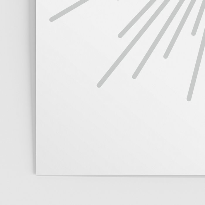 Mid Century Modern Sunburst Sun in Light Gray on White Poster Gallery Image 3