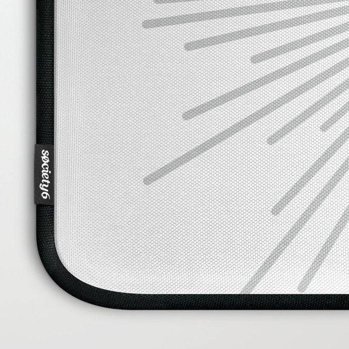 Mid Century Modern Sunburst Sun in Light Gray on White Laptop Sleeve Gallery Image 3