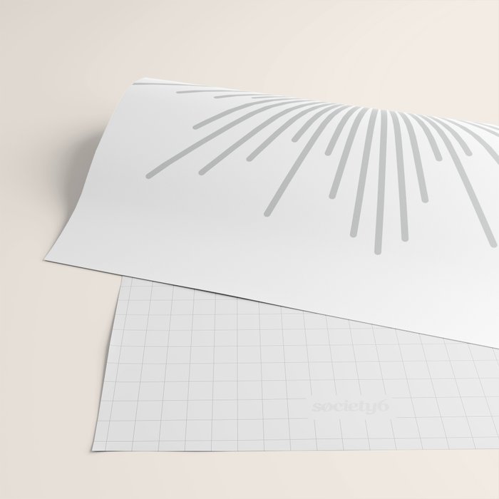 Mid Century Modern Sunburst Sun in Light Gray on White Wrapping Paper Gallery Image 2