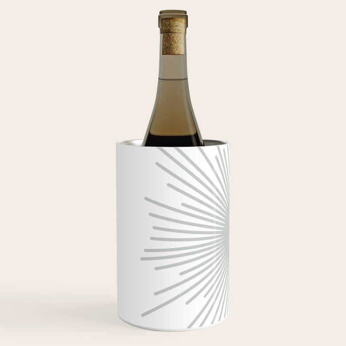 Mid Century Modern Sunburst Sun in Light Gray on White Wine Chiller Gallery Image 2