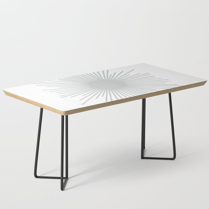 Mid Century Modern Sunburst Sun in Light Gray on White Coffee Table Gallery Image 1