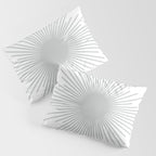 Mid Century Modern Sunburst Sun in Light Gray on White Pillow Sham Gallery Image 3