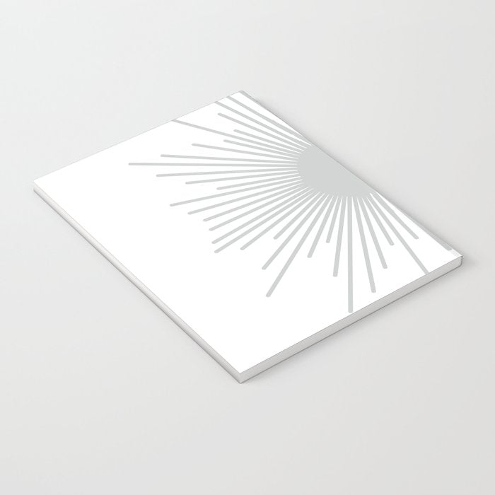 Mid Century Modern Sunburst Sun in Light Gray on White Notebook Gallery Image 3