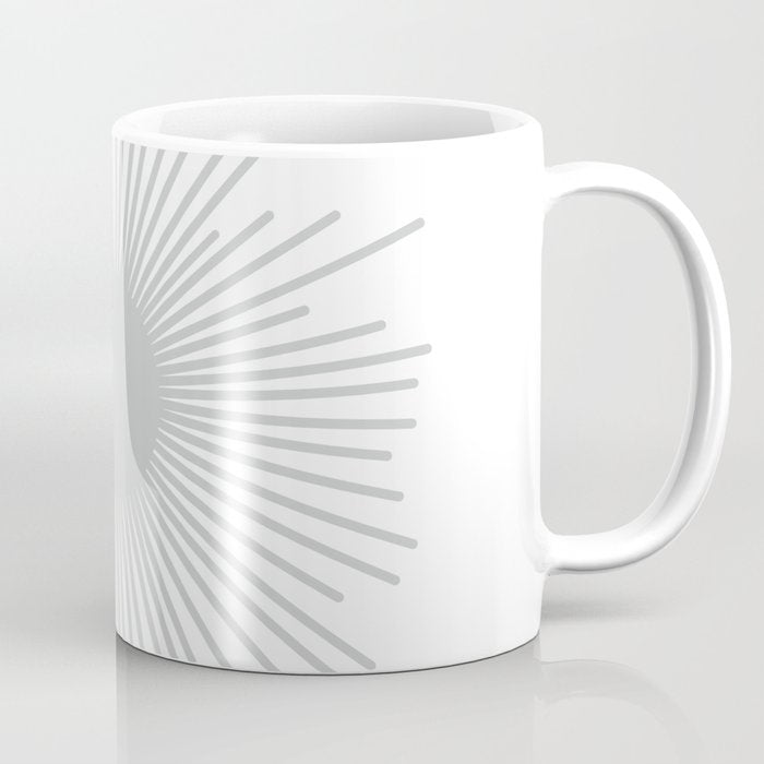 Mid Century Modern Sunburst Sun in Light Gray on White Coffee Mug Gallery Image 1