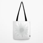 Mid Century Modern Sunburst Sun in Light Gray on White Tote Bag Gallery Image 2