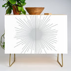 Mid Century Modern Sunburst Sun in Light Gray on White Credenza Gallery Image 1