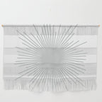 Mid Century Modern Sunburst Sun in Light Gray on White Wall Hanging Gallery Image 1