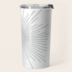 Mid Century Modern Sunburst Sun in Light Gray on White Travel Mug Gallery Image 2